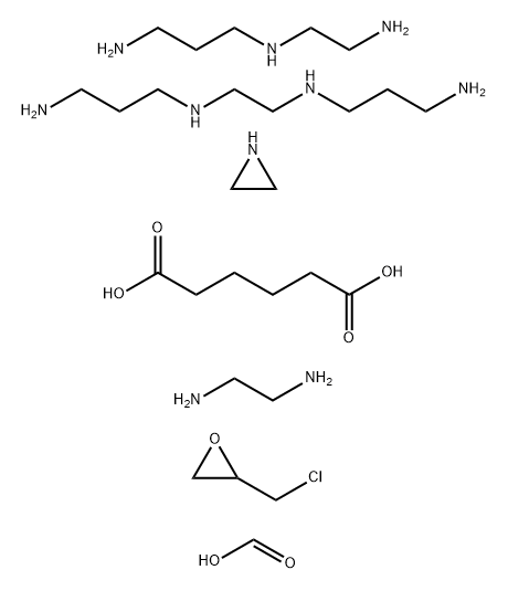 Hexanedioic acid, polymer with N-(2-aminoethyl)-1,3-propanediamine, aziridine, (chloromethyl)oxirane, 1,2-ethanediamine, N,N-1,2-ethanediylbis1,3-propanediamine and formic acid Struktur