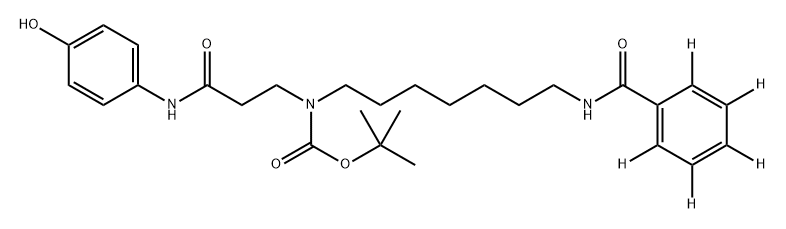 Carbamic acid, N-[7-(benzoyl-2,3,4,5,6-d5-amino)heptyl]-N-[3-[(4-hydroxyphenyl)amino]-3-oxopropyl]-, 1,1-dimethylethyl ester Struktur