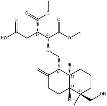 L-threo-Pentaric acid, 2-O-[[(1S,4aR,5R,8aS)-decahydro-5-(hydroxymethyl)-5,8a-dimethyl-2-methylene-1-naphthalenyl]methyl]-3,4-dideoxy-3-(methoxycarbonyl)-, 1-methyl ester Struktur