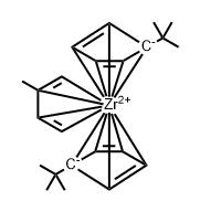 Zirconium, bis[(1,2,3,4,5-eta)-1-(1,1-dimethylethyl)-2,4-cyclopentadie ne-1-yl][(1,2,3,4-eta)-2-methyl-1,3-butadiene]- Struktur