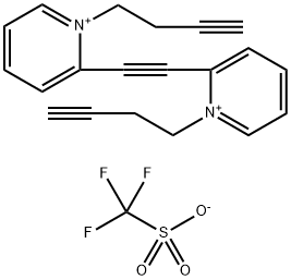 Pyridinium, 2,2'-(1,2-ethynediyl)bis[1-(3-butyn-1-yl)-, 1,1,1-trifluoromethanesulfonate (1:2) Struktur