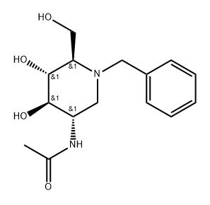 Acetamide, N-4,5-dihydroxy-6-(hydroxymethyl)-1-(phenylmethyl)-3-piperidinyl-, 3S-(3.alpha.,4.beta.,5.alpha.,6.beta.)- Struktur