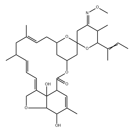 Milbemycin B, 5-O-demethyl-28-deoxy-6,28-epoxy-23-(methoxyimino)-25-(1-methyl-1-propenyl)-, [6R,23E,25S(E)]- (9CI) Struktur