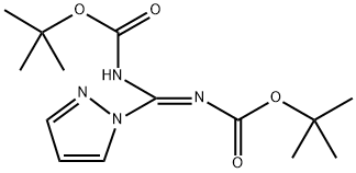 Carbamic acid, N-[[[(1,1-dimethylethoxy)carbonyl]amino]-1H-pyrazol-1-ylmethylene]-, 1,1-dimethylethyl ester, [N(Z)]- Struktur