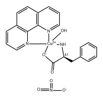 aqua(1,10-phenanthroline)(phenylalaninato)copper(II) Struktur