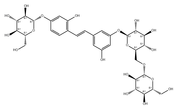 Oxyresveratrol 6-O-D-glucopyranosyl-D-glucopyranoside Struktur