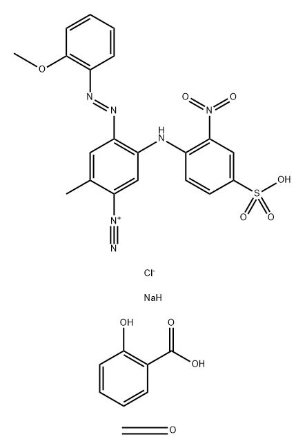 Benzenediazonium, 4-[(2-methoxyphenyl)azo]- 2-methyl-5-[(2-nitro-4-sulfophenyl)amino]-, chloride, reaction products with formaldehyde-salicylic acid polymer, sodium salts Struktur