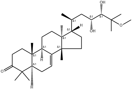 (23R,24S)-23,24-Dihydroxy-25-methoxy-5α-tirucall-7-en-3-one Struktur