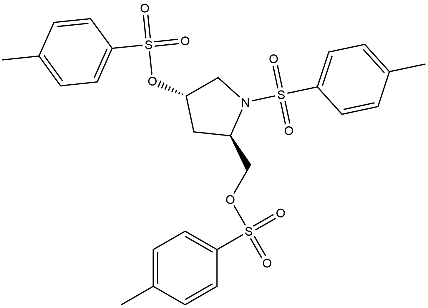 2-Pyrrolidinemethanol, 1-[(4-methylphenyl)sulfonyl]-4-[[(4-methylphenyl)sulfonyl]oxy]-, 2-(4-methylbenzenesulfonate), (2R,4S)- Struktur