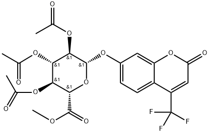 2-Oxo-4-(trifluoroMethyl)-2H-1-benzopyran-7-yl β-D-Glucopyranosiduronic Acid Methyl Ester Triacetate Struktur