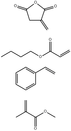 2-Propenoic acid, 2-methyl-, methyl ester, polymer with butyl 2-propenoate, dihydro-3-methylene-2,5-furandione and ethenylbenzene Struktur