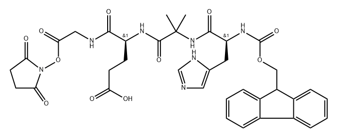 Glycine, N-[(9H-fluoren-9-ylmethoxy)carbonyl]-L-histidyl-2-methylalanyl-L-α-glutamyl-, 4-(2,5-dioxo-1-pyrrolidinyl) ester Struktur