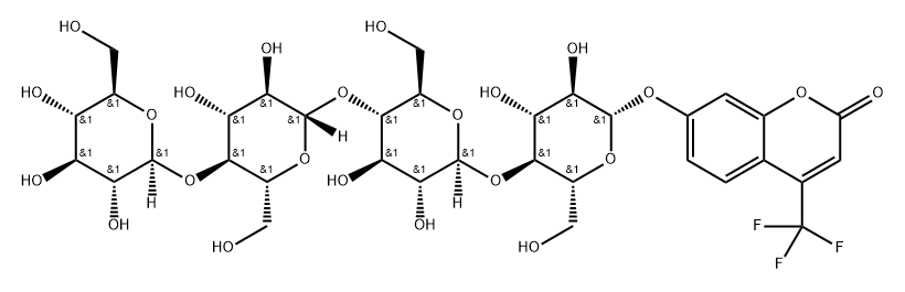 4-(Trifluoromethyl)umbelliferyl-b-D-cellotetraoside Struktur