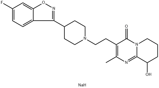 4H-Pyrido[1,2-a]pyrimidin-4-one, 3-[2-[4-(6-fluoro-1,2-benzisoxazol-3-yl)-1-piperidinyl]ethyl]-6,7,8,9-tetrahydro-9-hydroxy-2-methyl-, sodium salt (1:1)