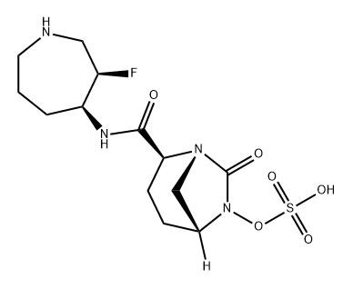 (2S,5R)-N-[(3R,4S)-3-fluoroazepan-4-yl]-7-oxo-6-(sulfooxy)-1,6-diazabicyclo[3.2.1]octane-2-carboxamide Struktur