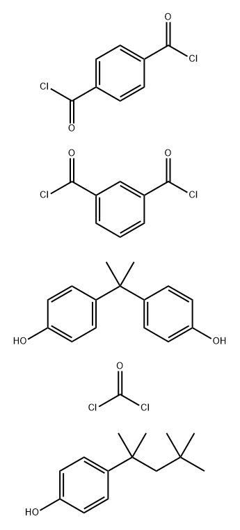 1,3-Benzenedicarbonyl dichloride, polymer with 1,4-benzenedicarbonyl dichloride, carbonic dichloride and 4,4-(1-methylethylidene)bisphenol, 4-(1,1,3,3-tetramethylbutyl)phenyl ester Struktur