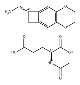 Salt of N-acetyl-L-glutamic acid and 1-[(7S)-3,4-dimethoxybicyclo[4.2.0]octa-1,3,5-trien-7-yl]methanamine (1:1), monohydrate Struktur