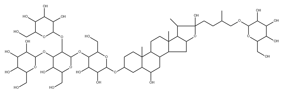 b-D-Galactopyranoside, (3b,5a,6b,22a,25R)-26-(b-D-glucopyranosyloxy)-6,22-dihydroxyfurostan-3-ylO-b-D-glucopyranosyl-(1(R)2)-O-[b-D-glucopyranosyl-(1(R)3)]-O-b-D-glucopyranosyl-(1(R)4)- Struktur