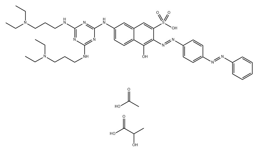 7-[4-(3-diethylaminopropylamino)-6-(3-diethylammoniopropylamino)-1,3,5-triazin-2-ylamino]-4-hydroxy-3-(4-phenylazophenylazo)-naphthalene-2-sulfonate, acetic acid, lactic acid (2:1:1) Struktur