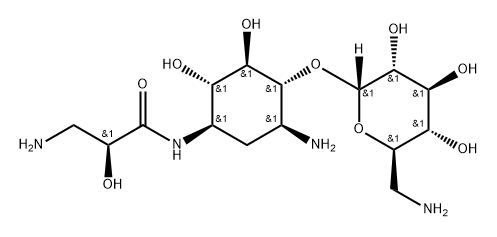 D-Streptamine, 4-O-(6-amino-6-deoxy-α-D-glucopyranosyl)-N1-[(2S)-3-amino-2-hydroxy-1-oxopropyl]-2-deoxy- (9CI) Struktur