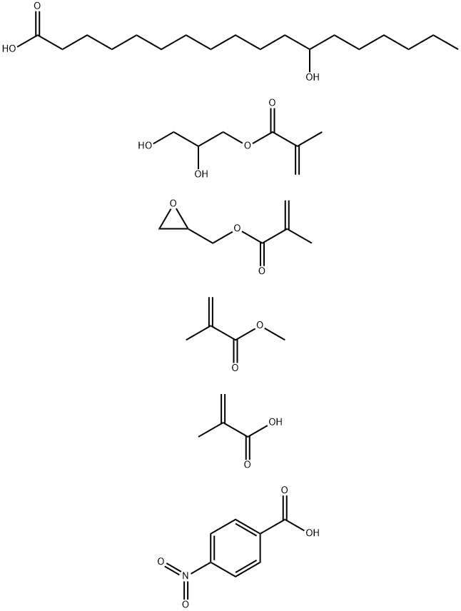 Octadecanoic acid, 12-hydroxy-, homopolymer, 2-hydroxy-3-[(2-methyl-1-oxo-2-propenyl)oxy]propyl ester, polymer with methyl 2-methyl-2-propenoate and oxiranylmethyl 2-methyl-2-propenoate, 2-methyl-2-propenoate 4-nitrobenzoate Struktur