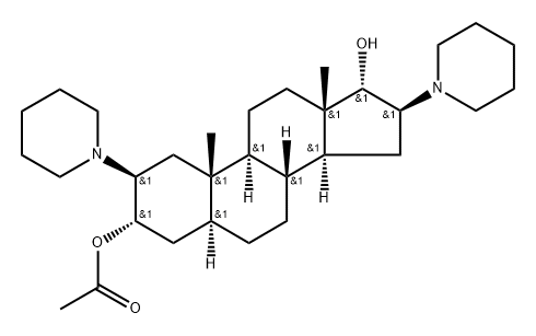 Androstane-3,17-diol, 2,16-di-1-piperidinyl-, 3-acetate, (2β,3α,5α,16β,17α)- (9CI) Struktur