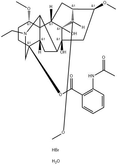 Aconitane-4,8,9-triol, 20-ethyl-1,14,16-trimethoxy-, 4-[2-(acetylamino)benzoate], hydrobromide, hydrate (1:1:1), (1α,14α,16β)- Struktur