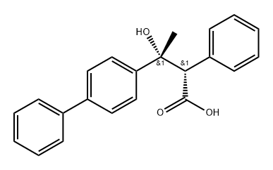 beta-Hydroxy-beta-methyl-alpha-phenyl-(1,1'-biphenyl)-4-propanoic acid, (R',S')-(-)- Struktur