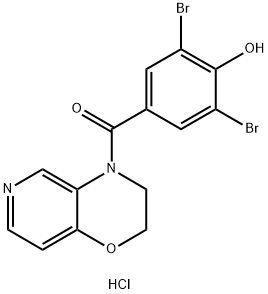 Methanone, (3,5-dibromo-4-hydroxyphenyl)(2,3-dihydro-4H-pyrido[4,3-b]-1,4-oxazin-4-yl)-, hydrochloride (1:1) Struktur