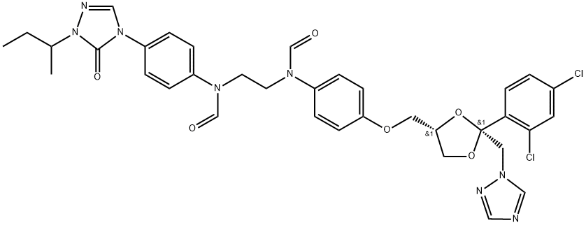 Itraconazole Desethylene-seco-piperazine Di-N-formyl Impurity Struktur