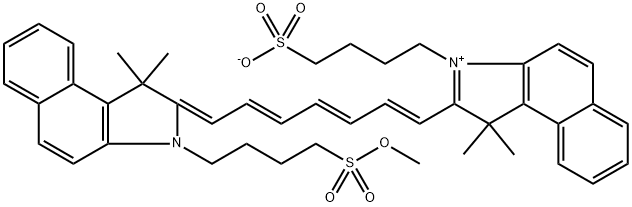 1H-Benz[e]indolium, 2-[(1E,3E,5E,7E)-7-[1,3-dihydro-3-[4-(methoxysulfonyl)butyl]-1,1-dimethyl-2H-benz[e]indol-2-ylidene]-1,3,5-heptatrien-1-yl]-1,1-dimethyl-3-(4-sulfobutyl)-, inner salt Struktur