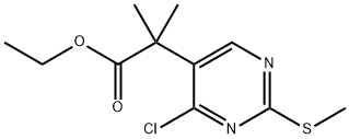 5-Pyrimidineacetic acid, 4-chloro-α,α-dimethyl-2-(methylthio)-, ethyl ester Struktur