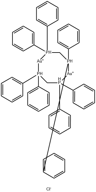 Gold(2+), bis[μ-[1,1'-methylenebis[1,1-diphenylphosphine-κP]]]di-, chloride (1:2) Struktur