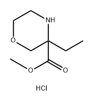 3-Morpholinecarboxylic acid, 3-ethyl-,methylester,hydrochloride Struktur