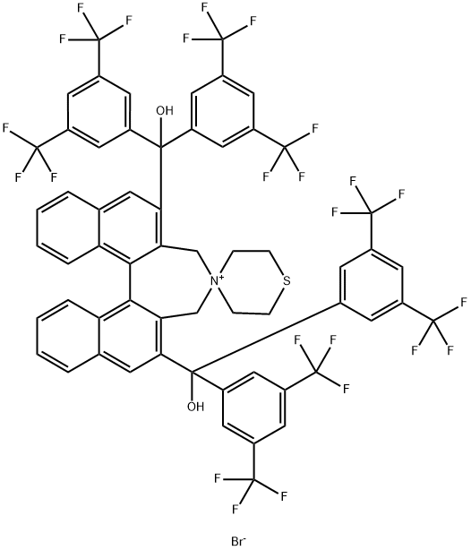 Spiro[4H-dinaphth[2,1-c:1',2'-e]azepine-4,4'-thiomorpholinium], 2,6-bis[bis[3,5-bis(trifluoromethyl)phenyl]hydroxymethyl]-3,5-dihydro-, bromide (1:1), (11bS)- Struktur