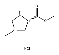 1-Aza-3-silacyclopentane-5-carboxylic acid, 3,3-dimethyl-, methyl ester, hydrochloride (1:1), (5R)- Struktur