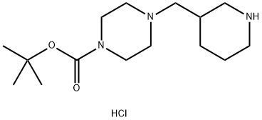 tert-Butyl 4-(piperidin-3-ylmethyl)piperazine-1-carboxylate dihydrochloride Struktur