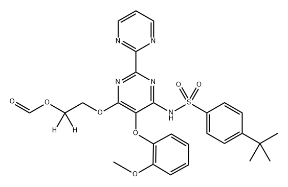 Benzenesulfonamide, 4-(1,1-dimethylethyl)-N-[6-[2-(formyloxy)ethoxy-2,2-d2]-5-(2-methoxyphenoxy)[2,2'-bipyrimidin]-4-yl]- Struktur