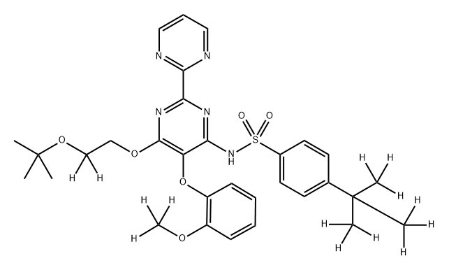 Benzenesulfonamide, N-[6-[2-(1,1-dimethylethoxy)ethoxy-2,2-d2]-5-[2-(methoxy-d3)phenoxy][2,2'-bipyrimidin]-4-yl]-4-[1,1-di(methyl-d3)ethyl-2,2,2-d3]- Struktur