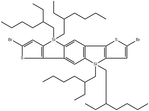 2,7-Dibromo-benzo[1,2-b:4,5-b]bis(4,4'-diethylhexyl-4H-silolo[3,2-b]thiophene) Struktur