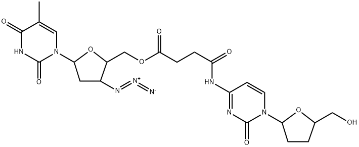 Thymidine, 3'-azido-3'-deoxy-, 5'-[4-[[1,2-dihydro-2-oxo-1-[tetrahydro-5-(hydroxymethyl)-2-furanyl]-4-pyrimidinyl]amino]-4-oxobutanoate], (2R-cis)- (9CI) Struktur