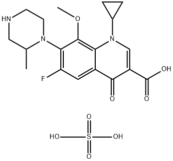 3-Quinolinecarboxylic acid, 1-cyclopropyl-6-fluoro-1,4-dihydro-8-Methoxy-7-(2-Methyl-1-piperazinyl)-4-oxo-, sulfate (2:1) Struktur