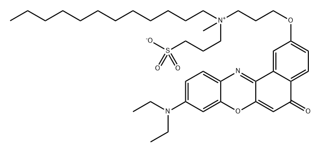 1-Dodecanaminium, N-[3-[[9-(diethylamino)-5-oxo-5H-benzo[a]phenoxazin-2-yl]oxy]propyl]-N-methyl-N-(3-sulfopropyl)-, inner salt Struktur