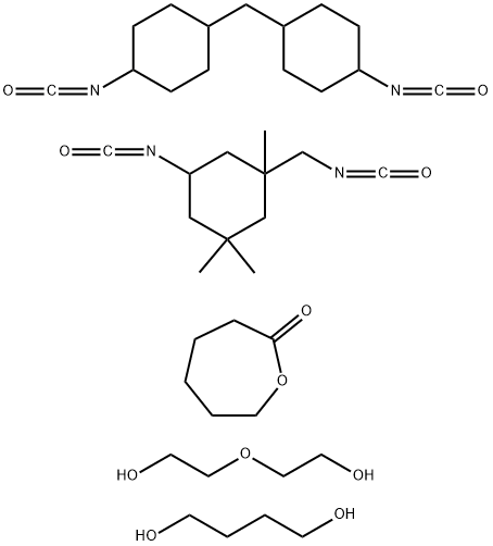 2-Oxepanone, polymer with 1,4-butanediol, 5-isocyanato-1-(isocyanatomethyl) -1,3,3-trimethylcyclohexane, 1,1'-methylenebis[4-isocyanatocyclohexane] and 2,2'-oxybis[ethanol] Struktur