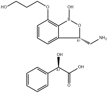 Benzeneacetic acid, α-hydroxy-, (αR)-, compd. with 3-[[(3S)-3-(aminomethyl)-1,3-dihydro-1-hydroxy-2,1-benzoxaborol-7-yl]oxy]-1-propanol (1:1) Struktur