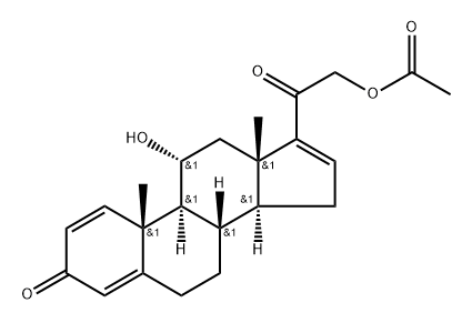 Pregna-1,4,16-triene-3,20-dione, 21-(acetyloxy)-11-hydroxy-, (11α)- Struktur