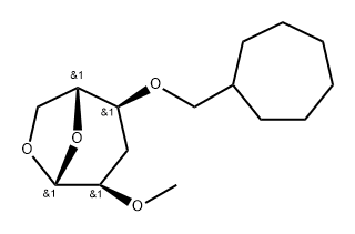 .beta.-D-ribo-Hexopyranose, 1,6-anhydro-4-O-(cycloheptylmethyl)-3-deoxy-2-O-methyl- Struktur