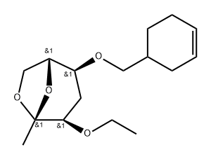 .beta.-D-ribo-2-Heptulopyranose, 2,7-anhydro-5-O-(3-cyclohexen-1-ylmethyl)-1,4-dideoxy-3-O-ethyl- Struktur