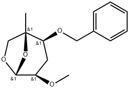 .beta.-D-ribo-Hexopyranose, 1,6-anhydro-3-deoxy-5-C-methyl-2-O-methyl-4-O-(phenylmethyl)- Struktur