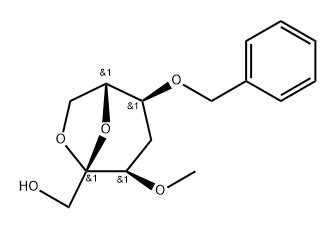 .beta.-D-ribo-2-Heptulopyranose, 2,7-anhydro-4-deoxy-3-O-methyl-5-O-(phenylmethyl)- Struktur